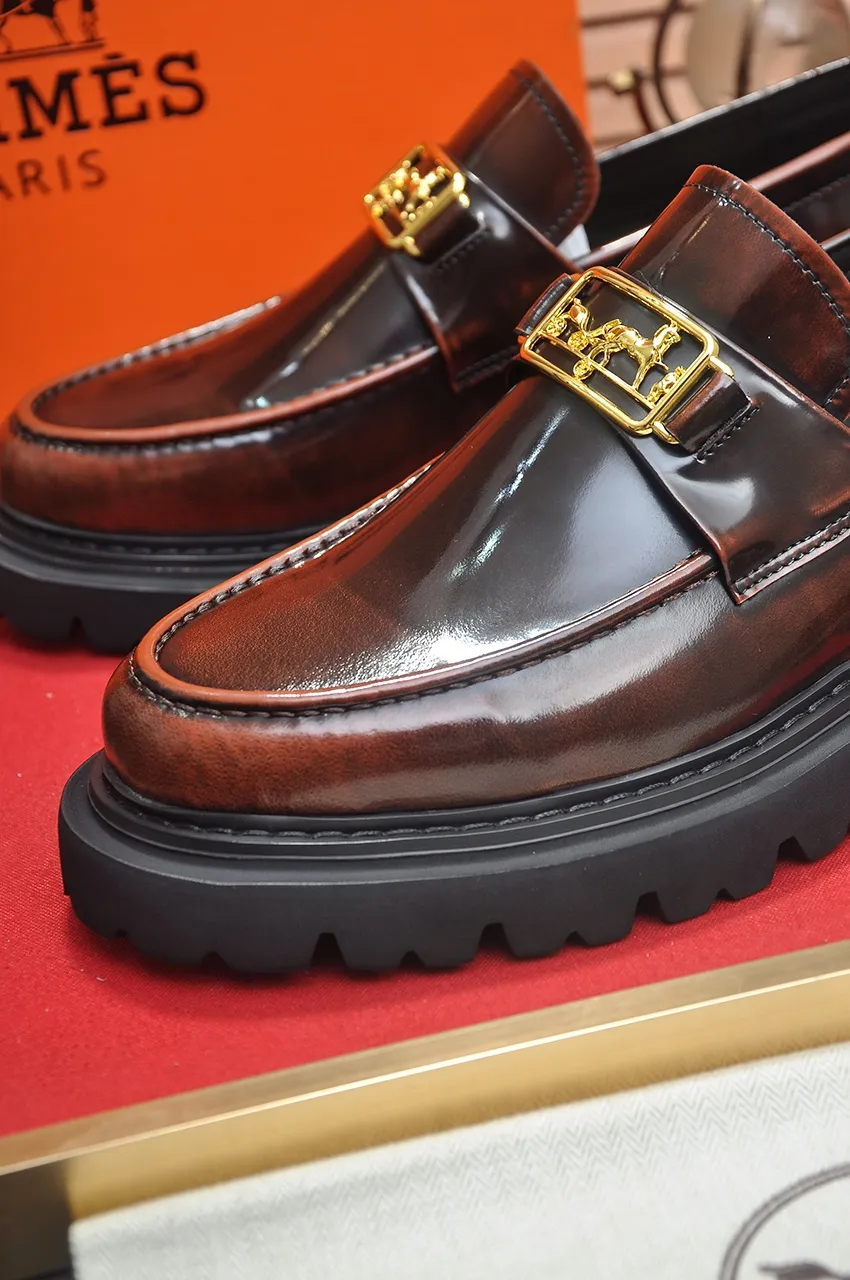 Men's men's shoes 💰720💶【[Hermes HERMES】】(High-end Niuli) New 🍀 HERMES - top version of classic casual leather shoes! Made of imported original cowhide, the inner top layer is comfortable cowhide lining! Original wear-resistant rubber foam outsole! High quality products! Code number 38-45 (45 customized)
